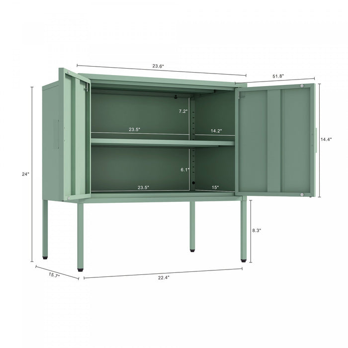 Ava Modern 24\" Metal Accent Cabinet in Sage Green 