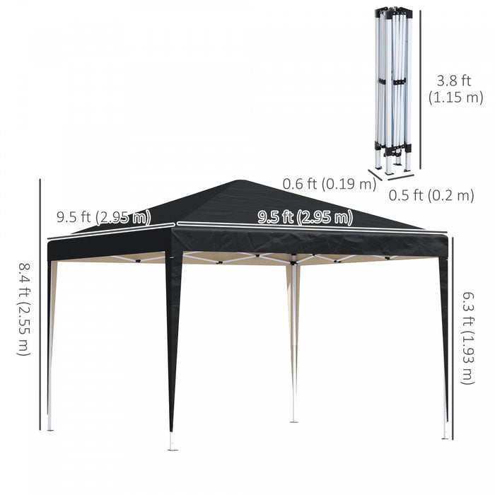 Outsunny 10 X 10ft Folding Pop Up Tent Canopy Outdoor Gazebo, Black