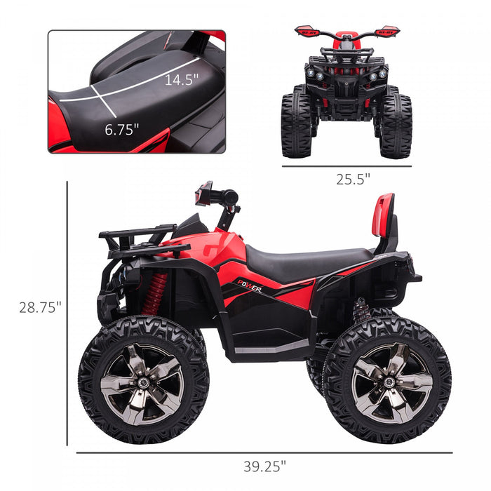 Aosom 12v Kids Powered Ride-On Four Wheeler Atv Car With Mp3 Real Working Headlights, Battery Powere