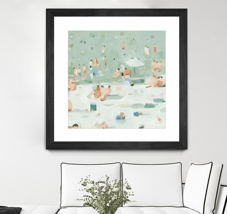 \"Summer Confetti I\" Matted and Framed Black 36x36 Wall Art