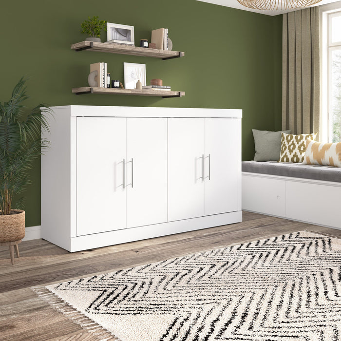Bestar Pur 69 W Full Cabinet Bed with Mattress - White