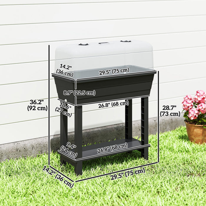 Outsunny 41L Self Watering Raised Garden Bed, Planter Box, Black