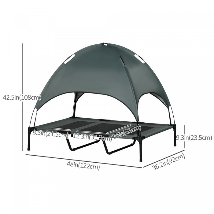 Pawhut Elevated Cooling Pet Bed Portable Raised Dog Cot With Canopy For Xl Sized Dogs, Indoor & Outd