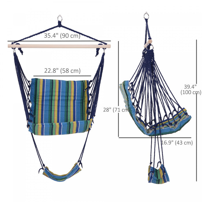 Outsunny Patio Hammock Chair, Hanging Hammock Padded Seat Air Deluxe Sky Swing With Footrest For Any
