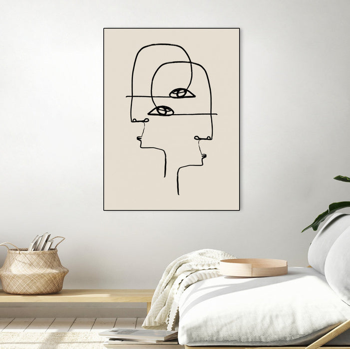 \"Faces\" Canvas Framed Black 30x40 Wall Art