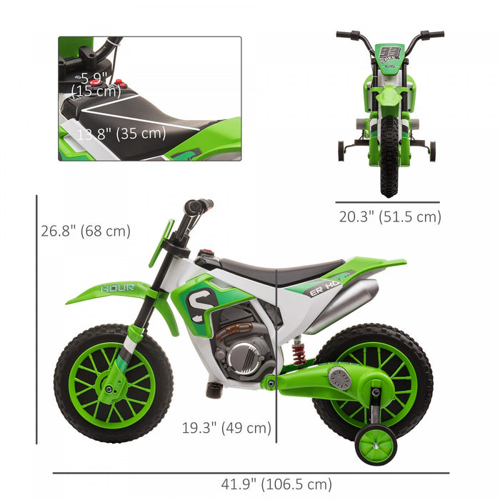 Aosom Kids Dirt Bike Battery Powered Ride-On Electric Motorcycle With Charging 12v Battery, Training