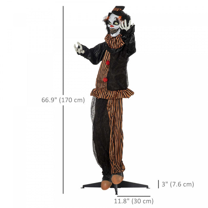 Outsunny Clown Animatronic Prop W/ Light Up Eyes, For Party