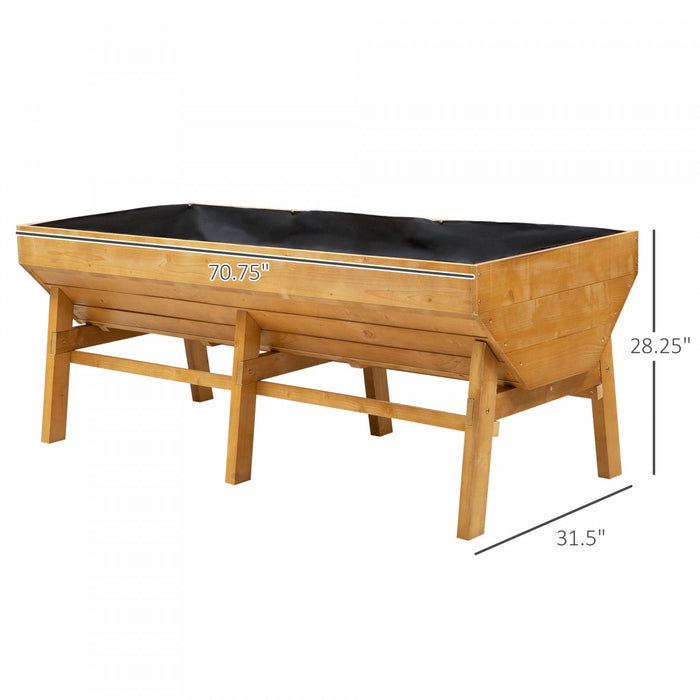 Outsunny 71'' X 32' X 28'' Wooden Raised Garden Bed, Planter Box With Non-woven Fabric, Free Standin
