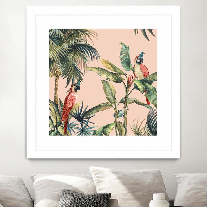 \"Tropicano Ii\" Matted and Framed White 30x30 Wall Art