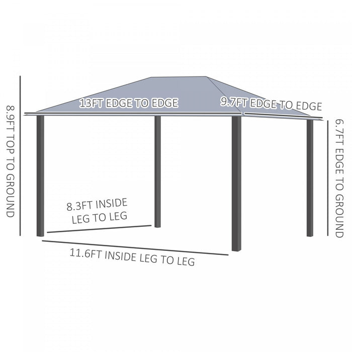 Outsunny 13' X 10' Gazebo Canopy Party Tent Shelter With Steel Frame, Curtains, Netting Sidewalls, L