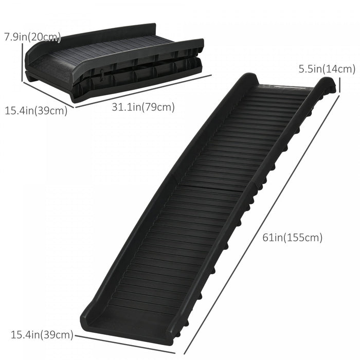 Pawhut Pet Ramp For Dogs 61 Inch Long, Dog Ramps For Car, Truck, Suv, Foldable Portable
