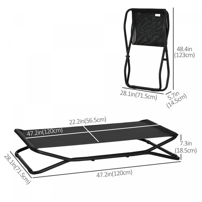 Pawhut 47.5\" Elevated Foldable Cool Dog Bed For Medium Dog, Indoor Outdoor Raised Pet Cot With Breat