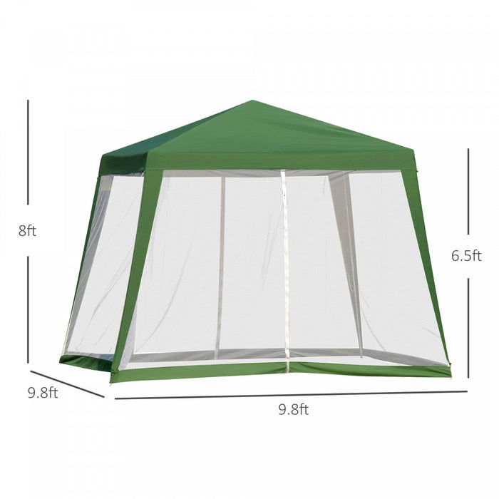 Outsunny 10x10ft Party Tent Canopy With Netting, Patio Screen House Slant Leg Outdoor Gazebo Sun Sha
