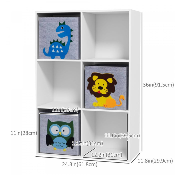Qaba Kids Bookcase Bookshelf, Toy Storage Organizer, Kids Storage Shelf Cabinet For Children's Room,