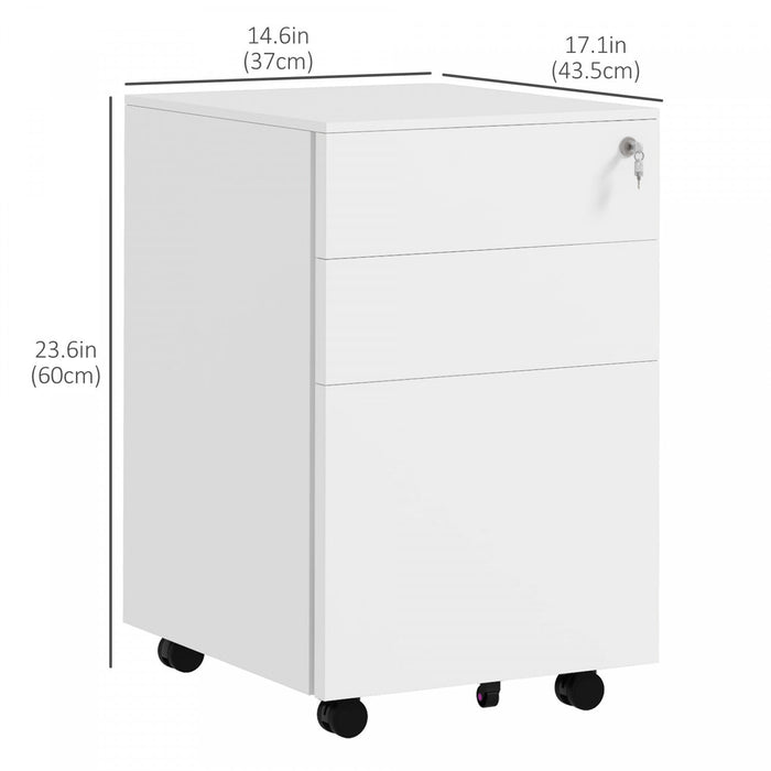Vinsetto 3-drawer Vertical Filing Cabinet For Letter A4 Legal Size
