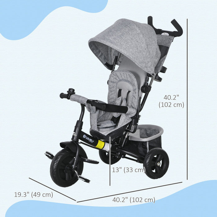 Qaba 6 In 1 Toddler Tricycle, Kids Trike With Foldable Canopy, Removable Parent-push Handle And Cove