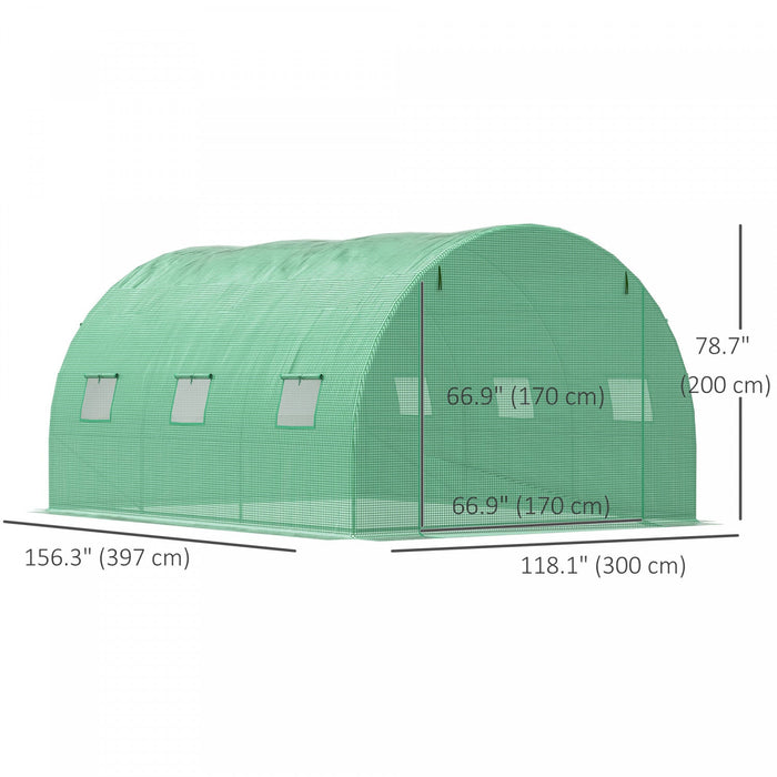 Outsunny Walk-in Polytunnel Greenhouse, Outdoor Garden Tunnel Greenhouse