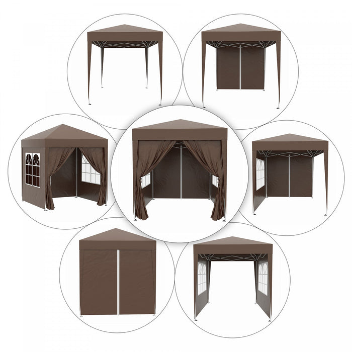 Outsunny 6.6'x6.6' Pop Up Gazebo Canopy Tent With Sidewalls, Instant Sun Shelter, With Carry Bag, Fo