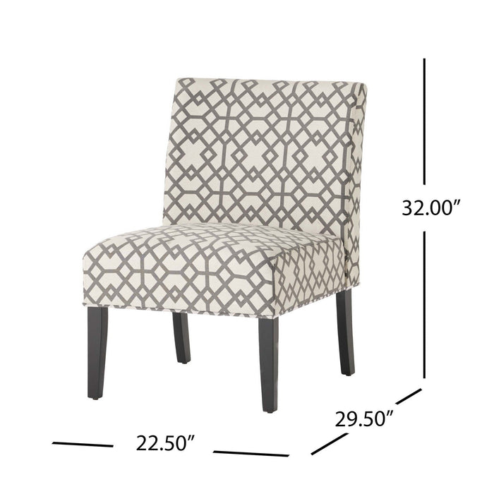 Oliver Linen-look Fabric Accent Chair Set Of 2 With Rubberwood Legs,Grey and Ivory 