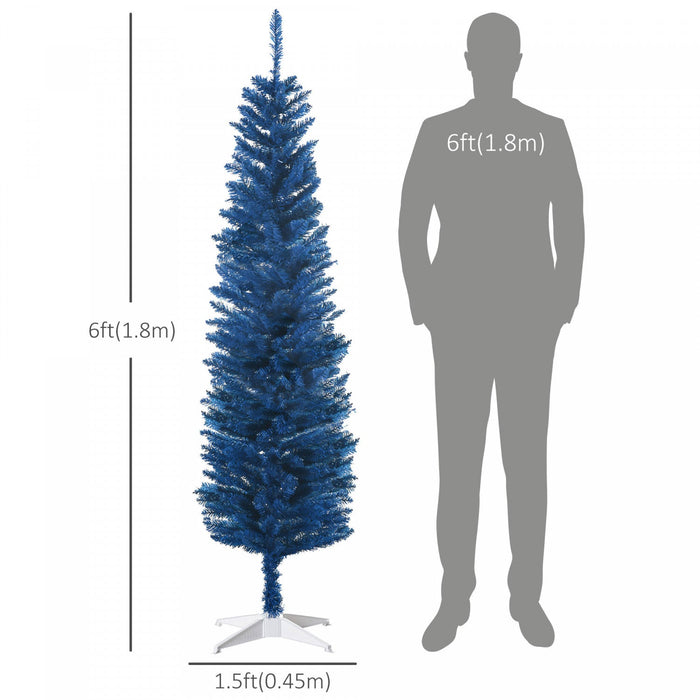 Homcom Pencil Artificial Christmas Tree, Pencil Xmas Tree, Deep Blue
