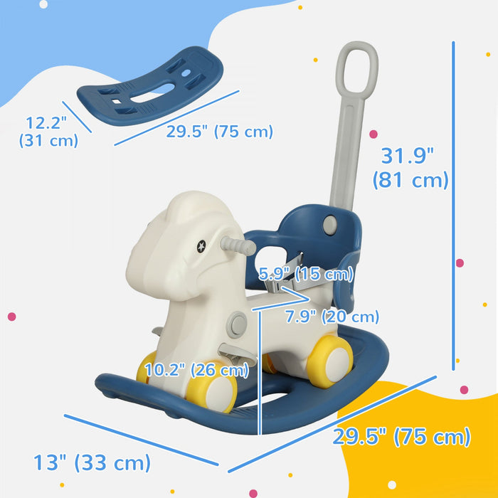 Qaba Rocking Horse, 4 In 1 Baby Ride On Horse, Push Car, Sliding Car With Detachable Balance Board &