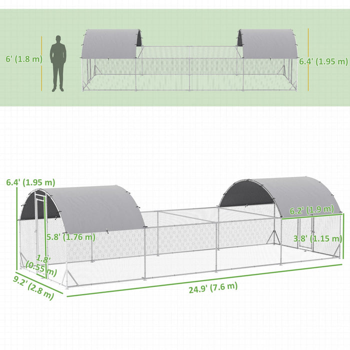 Pawhut Chicken Coop, Outdoor Chicken Run Walk-in Rabbit Cage With Waterpr Waterproof And Anti-uv Cov
