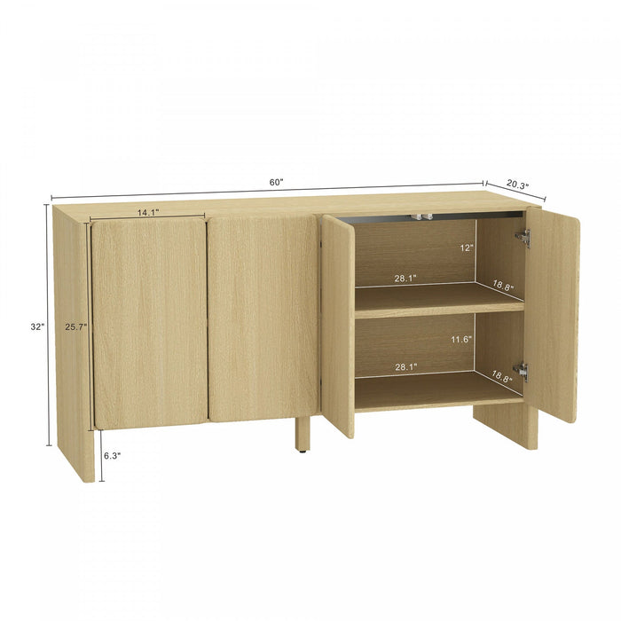 Linda Modern 60\" Sideboard in Natural Oak Buffet 