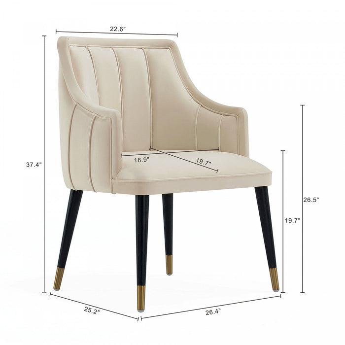 Eda Modern Wood Armchair in Cream Dining Chair 