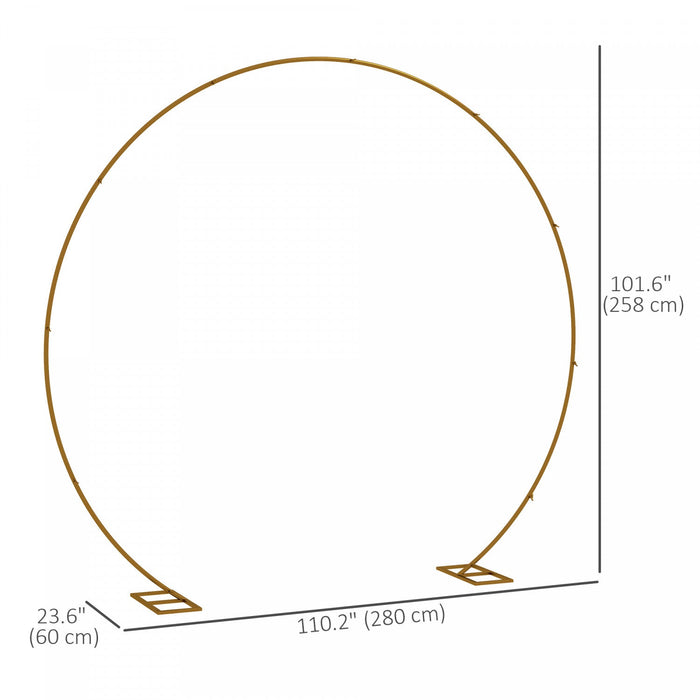 Outsunny 9.1ft Gold Wedding Arch Round Backdrop Stand For Birthday Party