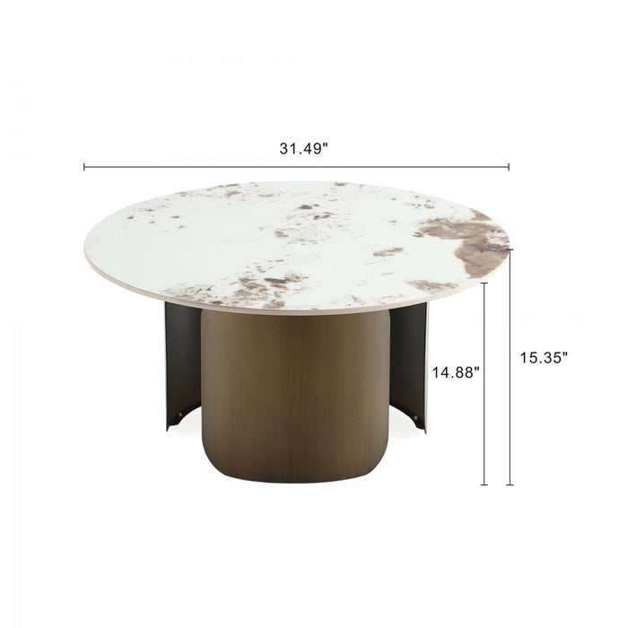 Monica Modern Glam Sintered Stone Top Coffee Table in Bronze 