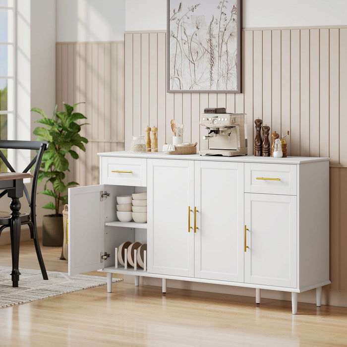 HOMCOM 55" Modern Sideboard Buffet Cabinet with Soft-Close Doors White