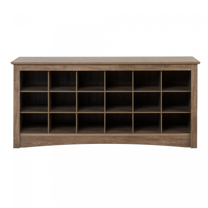Eighteen Pair Shoe Storage Cubby Bench - Drifted Grey
