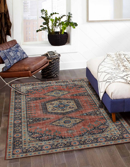 Tracy Traditional 8'0\" x 10'0\" Area Rug in Orange Indoor Area Rug 