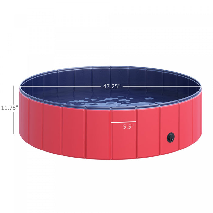 Pawhut Folding Dog Pool Portable Pet Kiddie Swimming Pool, Outdoor/indoor Puppy Bath Tub With Nonsli
