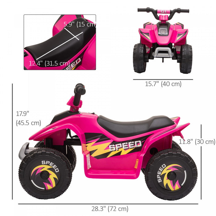 Aosom Kids Atv, 6v Battery Powered Ride-On Electric Car For Kids, Toddler Quad 4 Wheeler With Forwar