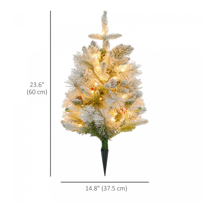 Homcom 2 Pieces 2ft Pre Lit Artificial Christmas Trees With 60 Led Lights