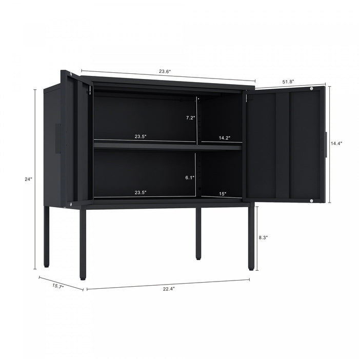 Ava Modern 24\" Metal Accent Cabinet in Black 