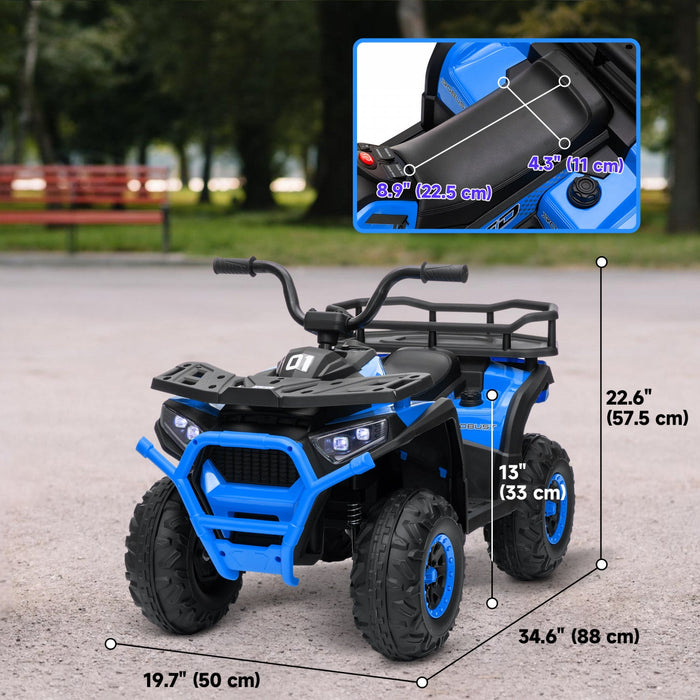 Qaba Kids Atv, 4 Wheeler, 12v Battery Powered Ride-On Electric Vehicle With 4 Spring Suspension Whee