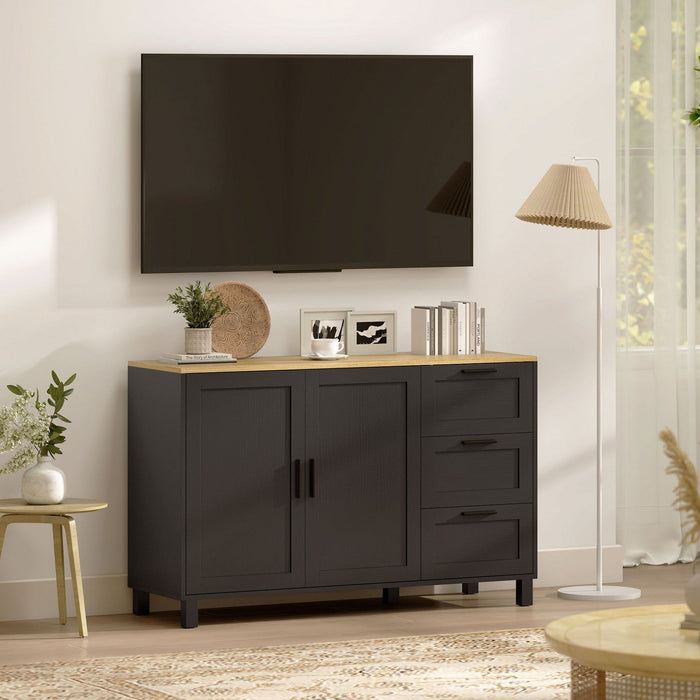 HOMCOM 47" Buffet Cabinet with Soft-Close Doors, Modern Sideboard, Black