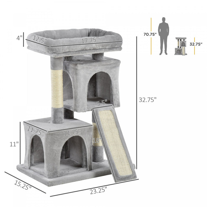Pawhut Plush Cat Tree Tower Activity Center With Sisal Scratching Post Scratching Board Perch Condo,