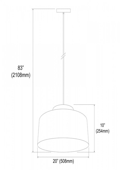 Dainolite Kup 1 Light Metal Pendant White Finish Lamp