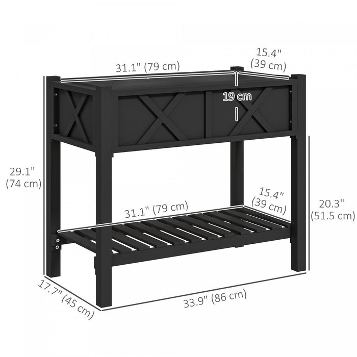 Outsunny Wooden Raised Planter Box, Flower Bed, 34" X 18" X 30", Black