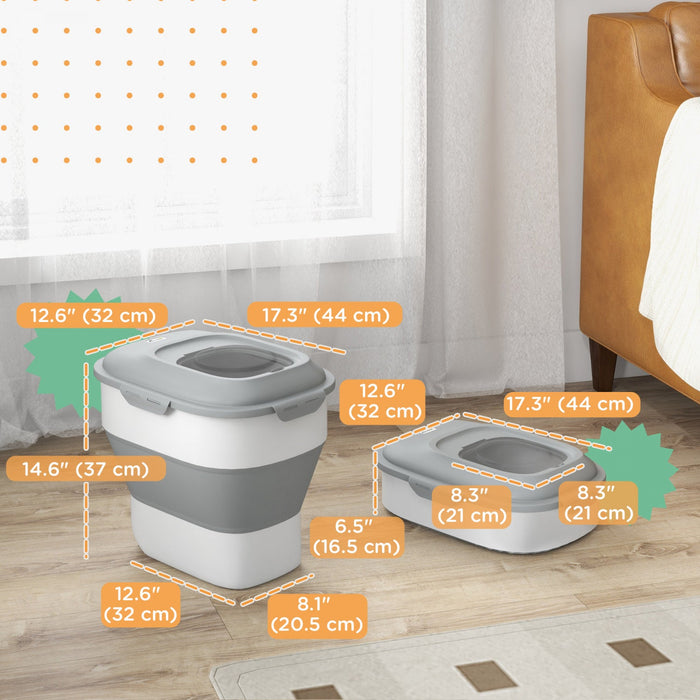 Pawhut Dog Food Storage Container, 11-55lb Collapsible Foldable Pet Cat Dog Food Storage Bin With Ai