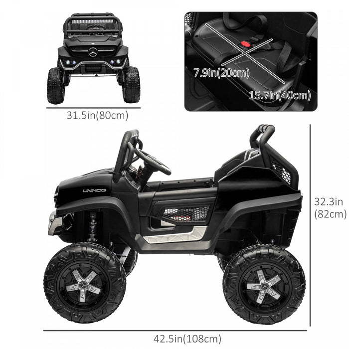 Aosom Licensed Mercedes-benz Unimog Ride On Truck, 12v Battery Powered Electric Vehicle With 2.4g Re