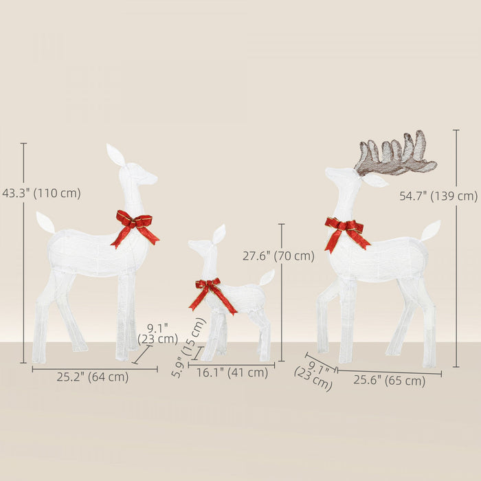 Outsunny 3-Piece Lighted Christmas Deer, Outdoor Reindeer Decoration