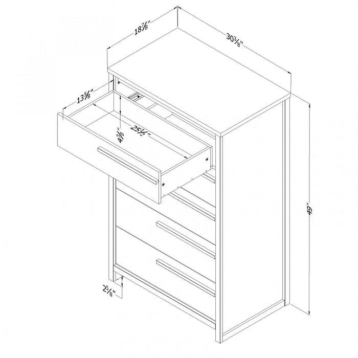 Tao 5-Drawer Chest - Grey Oak 