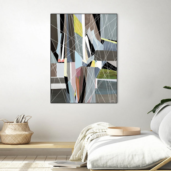 \"Oceanrain\" Canvas Framed Black 24x32 Wall Art