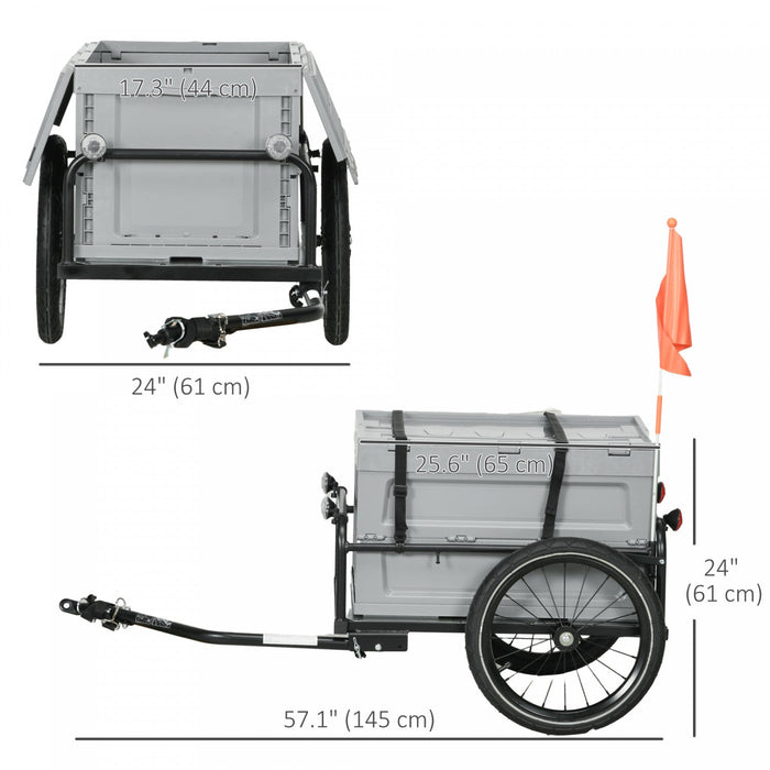 Aosom Bike Cargo Trailer, Bicycle Trailer Wagon Cart With Removable Storage Box, Quick Release 16\" W