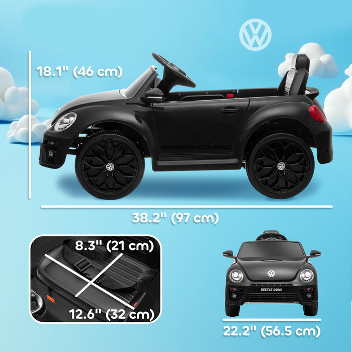 Qaba 12v Electric Car For Kids, Volkswagen Beetle Licensed Battery Powered Ride-On Kids Car With Par