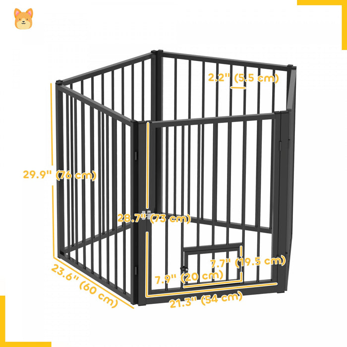 Pawhut Dog Playpen, 30\"h Pet Playpen, 5 Panels Puppy Exercise Pen Heavy Duty With Dog Gate & Cat Doo